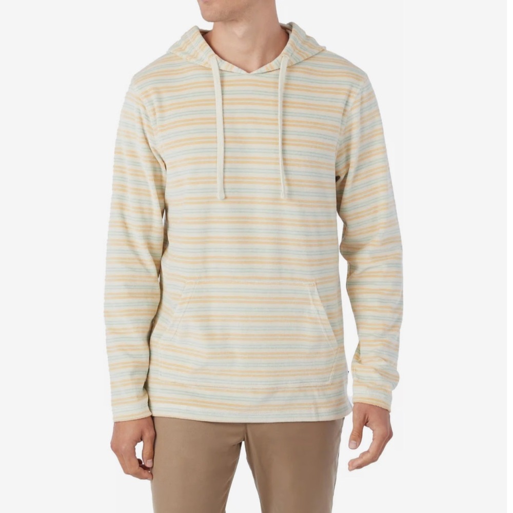O’Neill Men’s Newland Striped Hoodie in Cream stripes